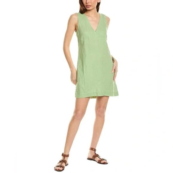 Madewell Dresses & Skirts - Madewell Womens The Ariana V Neck Mini Dress Size XL Green Linen Babydoll